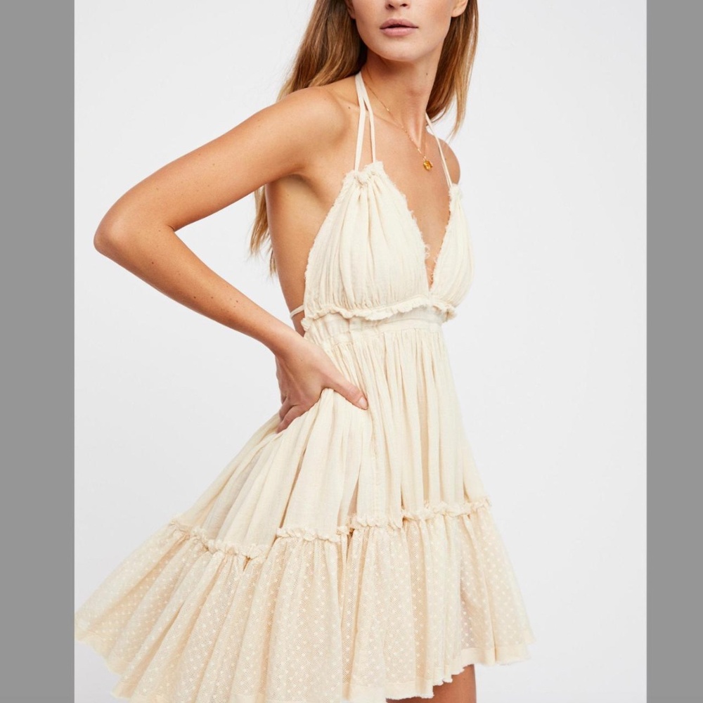 Free People 100 degrees mini dress in yellow